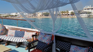 Private Cruise from Naxos on a Traditional Wooden Boat. Includes BBQ Lunch. Perfect for Honeymoons, Birthday Parties, Anniversaries, Proposals & More photo