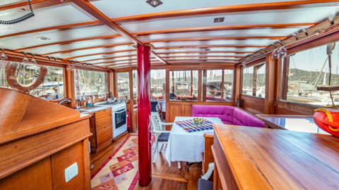 The spacious interior seating area