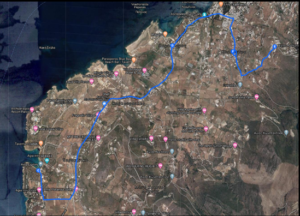 The route and distance of the ride tour