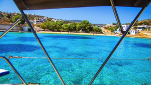 Crystal clear waters from the sailing boat