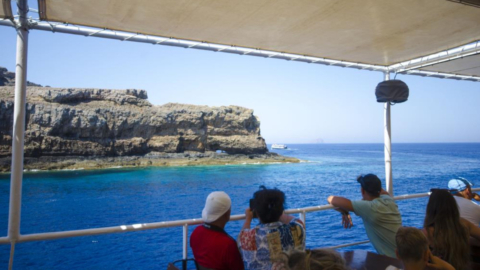 Cruise across the calm Cretan sea toward Balos
