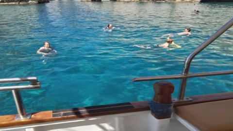 Dive into calm bays for a refreshing swim surrounded by natural beauty