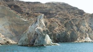 Nature's sculptures: The impressive pointed cliffs of Santorini