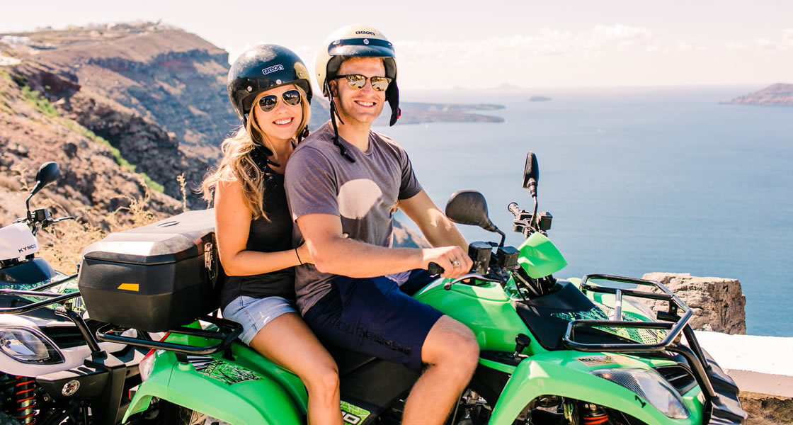 ATVs on volcanic terrain near the coast