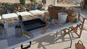 The cooking equipment and tools utilized during the cooking class