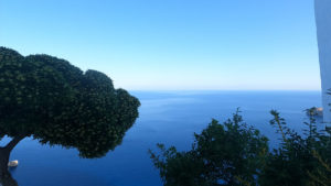 The monastery offers an endless view of blue