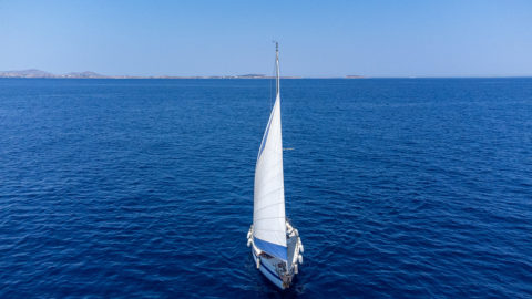 The boat sailing back to Naxos Town