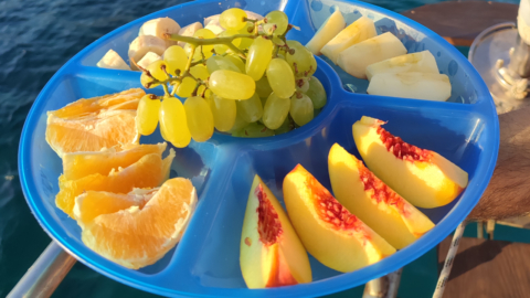 Fresh season's fruit served on board