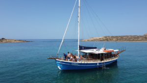 Anchored in peace surrounded by crystal waters and endless blue
