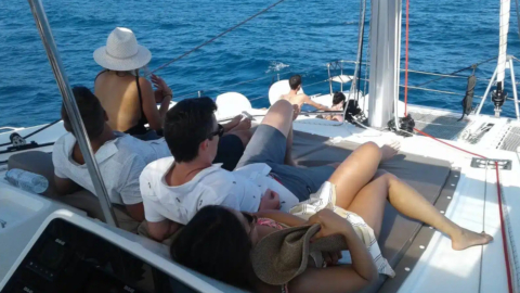Relax on the deck as the Aegean breeze surrounds you