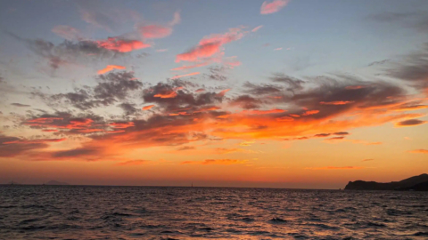 Feel the romance as the sky turns fiery orange and pink