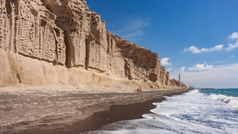 Glide past vibrant cliffs carved by time and tide
