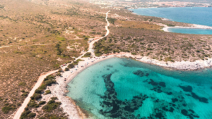 The waters in Despotiko look like the Caribbean