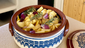 Food is prepared for the guests