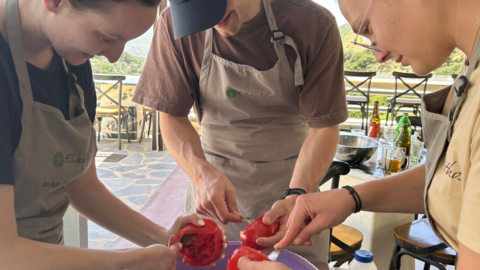 At the process of making stuffed tomatoes