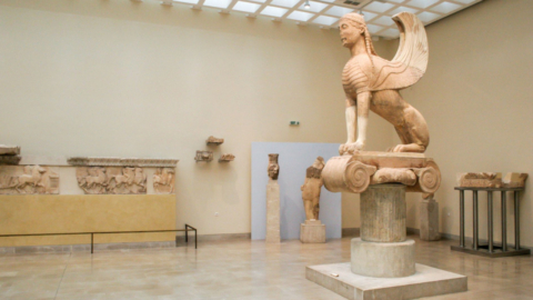 The Sphinx of the Naxians in the Museum of Delphi