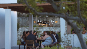 Enjoy the cold cuts with some wine at the outdoors area