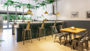 The cozy inside of the cold cuts bar