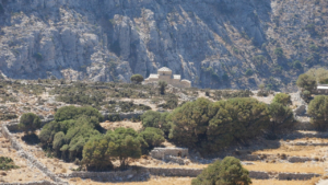 The marble-paved alleys in Apiranthos early in the morning
