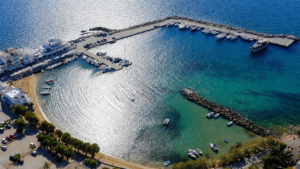 Departure from the small port in Piso Livadi, Paros