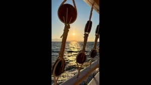Relaxing sea views from the traditional wooden boat during the Naxos cruise
