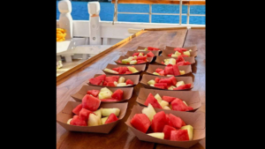 Fresh fruit served on board during the full-day boat trip from Naxos